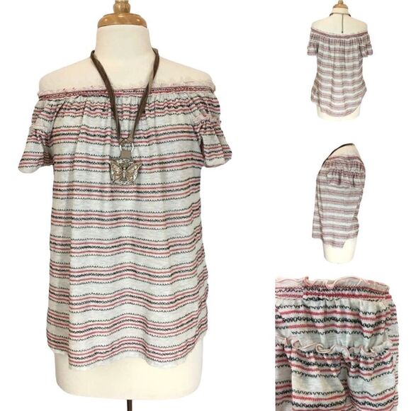 Max Studio Off The Shoulder Striped Top Size Medium - Picture 1 of 6